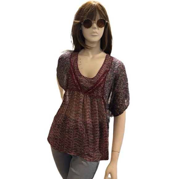 Xhilaration Short Sleeve Boho Blouse - Picture 1 of 4